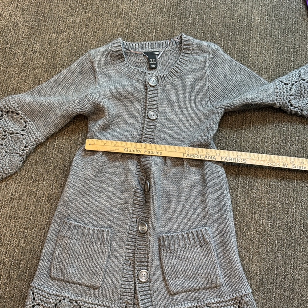 H&M crochet cardigan sweater grey xs - Picture 6 of 7
